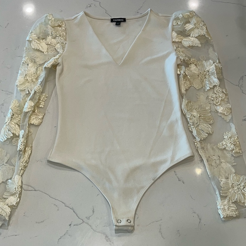 Express Cream Lace Bodysuit